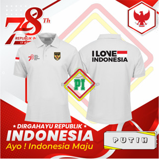 เสื้อยืดโปโล คอปก ลายครบรอบ 78 ปี 17 สิงหาคม I LOVE INDONESIA TYPE 9th