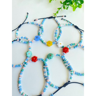 สร้อยข้อมือ ประดับลูกปัดแก้ว สไตล์อินโดนีเซีย คละสี