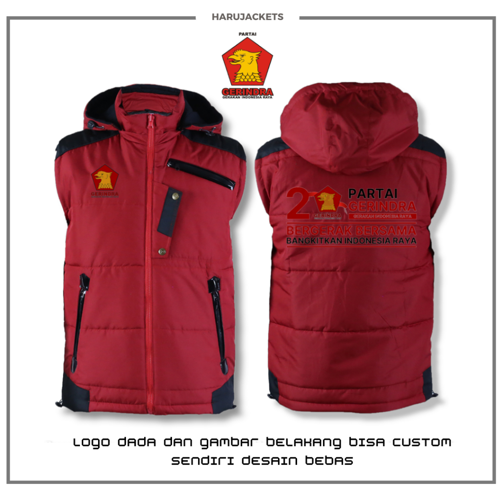 GERINDRA PARTY CUSTOM MENS VEST / GERINDRA CISSTEM JACKET VEST / PARTY JACKET / GERINRA VEST