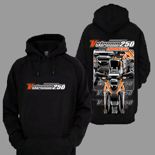 เสื้อกันหนาว มีฮู้ด ลาย Suzuki Vstroom 250th Indonesia Adventure พรีเมี่ยม สําหรับขี่รถจักรยานยนต์