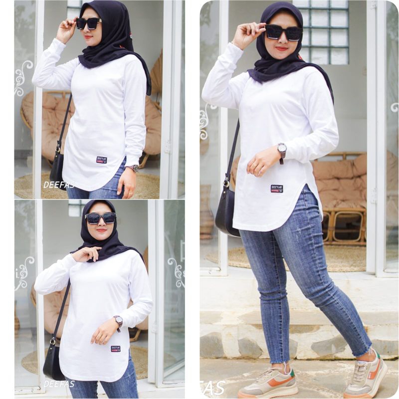 KATUN PLAIN รูปไข่ 01A เสื้อยืดสตรียาวพร้อม RIB SPLIT EDGES MADE IN KOM COTTON,BET 20S JUMBA GYMNAST