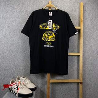 A BATHING APE เสื้อยืด ลาย Kaos ONE PIECE APE AAPE X สีเหลือง สีดํา