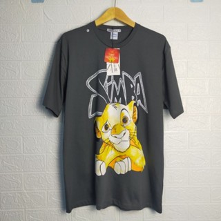 ZARA เสื้อยืดแขนสั้น พิมพ์ลายดิสนีย์ simba สีเทาเข้ม ไซซ์ M L XL สําหรับผู้หญิง