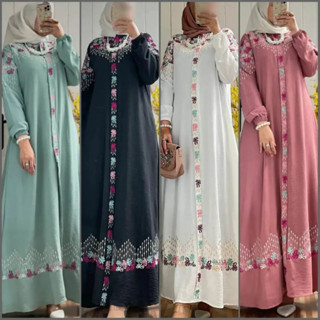 Gamis TERBARU FELICIA DRESS BL ชุดเดรสสั้น ปักลายดอกไม้ สีชมพู M L XL XXL FRIENDLY GAMIS ผู้หญิง รุ่น JUMBO โอเวอร์ไซซ์ ล่าสุด POLOS สีดํา สีขาว ชุดเดรสผู้หญิง สไตล์เกาหลี เรียบง่าย สง่างาม มุสลิม เสื้อผ้าผู้หญิง หรูหราร่วมสมัย