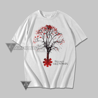 เสื้อยืด ผ้าฝ้าย พิมพ์ลายโลโก้ Kaos Band RHCP 24s สีแดง