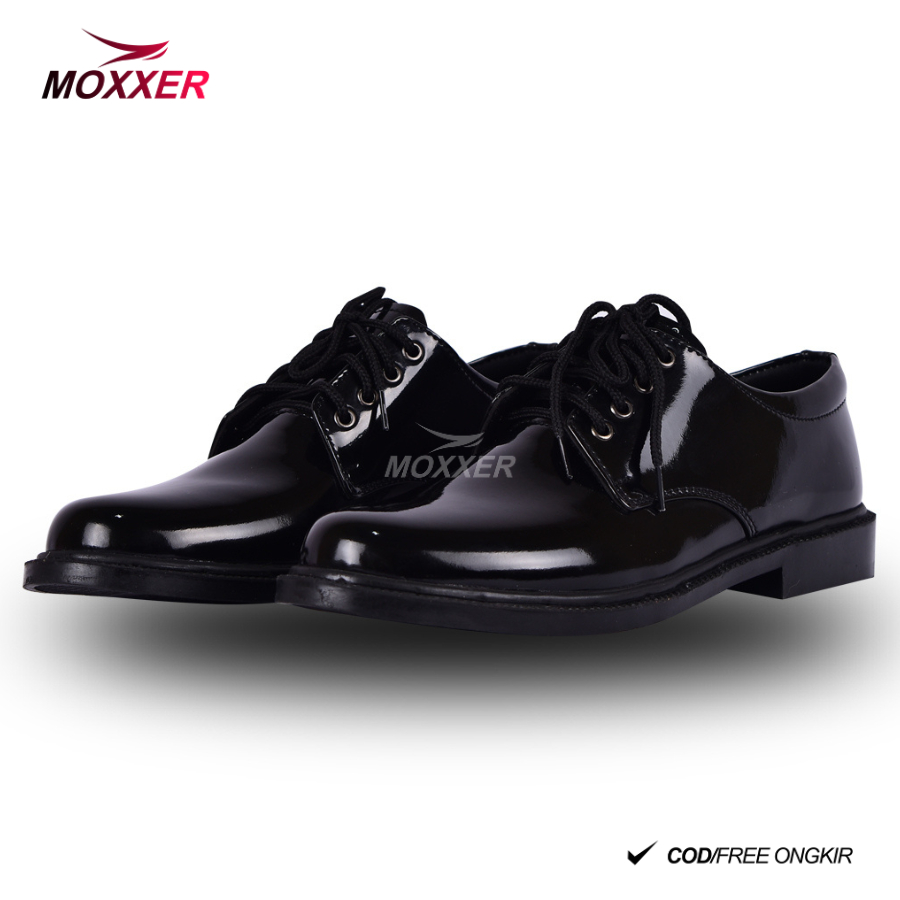 Hitam Moxer สั้น PDH บริการรองเท้า 01 TNI Shiny สายคล้องคอผู้ชาย Polri Security Guard สํานักงานทํางา