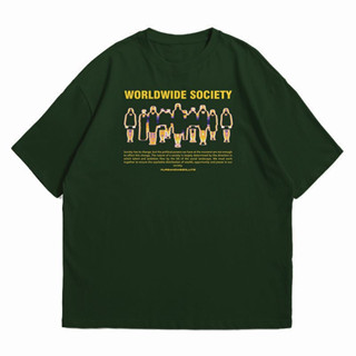 เสื้อยืด ผ้าฝ้าย ขนาดใหญ่ พิมพ์ลาย WordWide Society Combed 20s