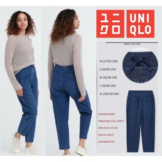 Uniqlo Boy Friend Original กางเกงยีนส์ ขายาว จ๊อกกิ้ง สําหรับผู้หญิง