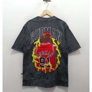 เสื้อยืด โอเวอร์ไซซ์ ลาย Rodman 91st สไตล์วินเทจ สีมัดย้อม