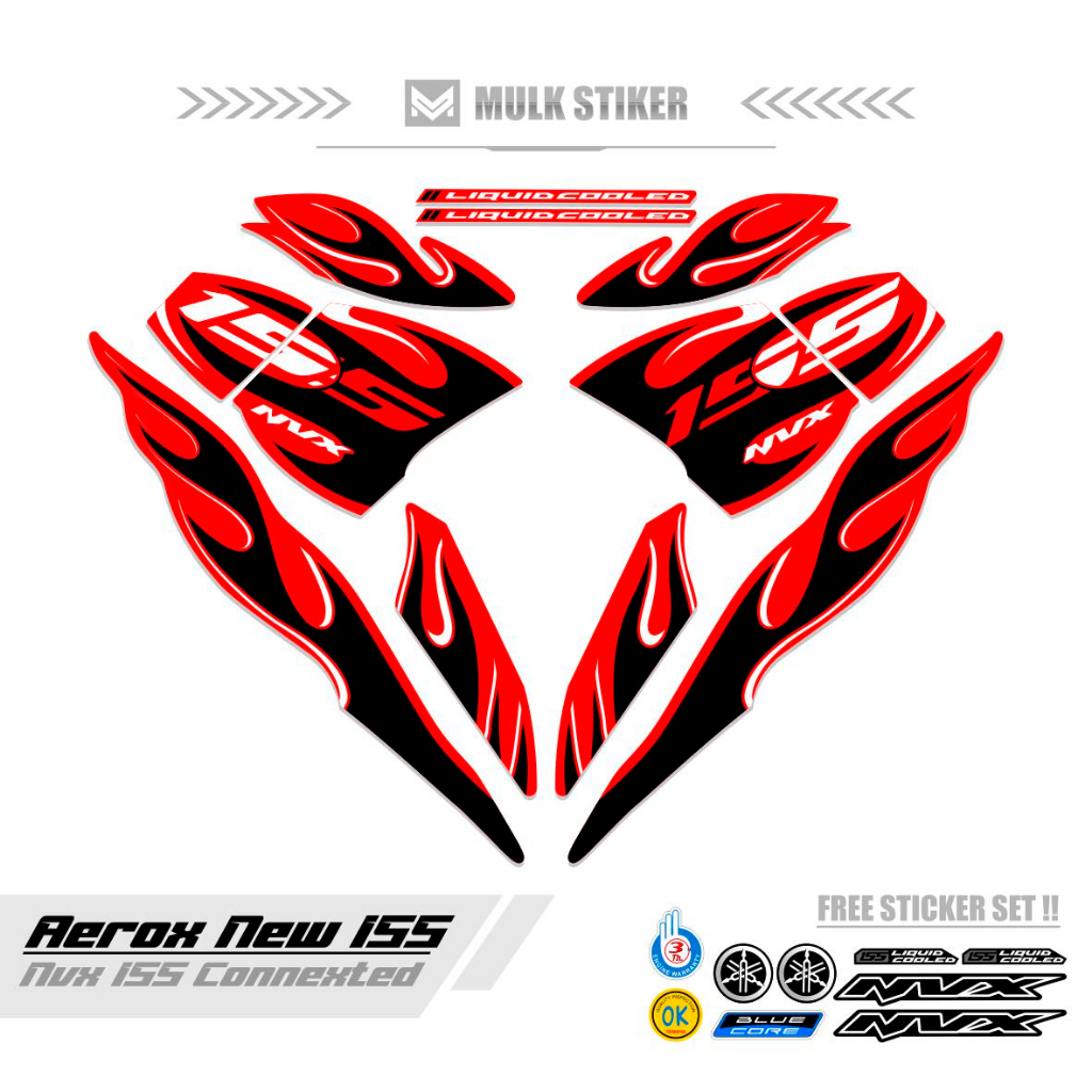 STRIPING AEROX 155 ใหม่ CONNETED MOTIF 33 / สีคอมโบ / ฐานสีดํา / AEROX 155 สติ๊กเกอร์เชื่อมต่อ / AER