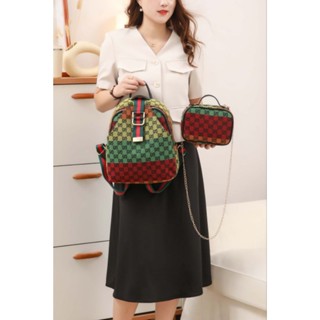 H9796 ใหม่ G&amp;G กระเป๋าเป้สะพายหลัง ผ้าแคนวาส พร้อมถุงกระดาษ