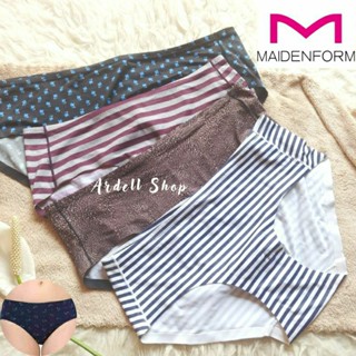 Am MAIDENFORM กางเกงชั้นในสตรี เอวกลาง แต่งแถบ S M XL SLM