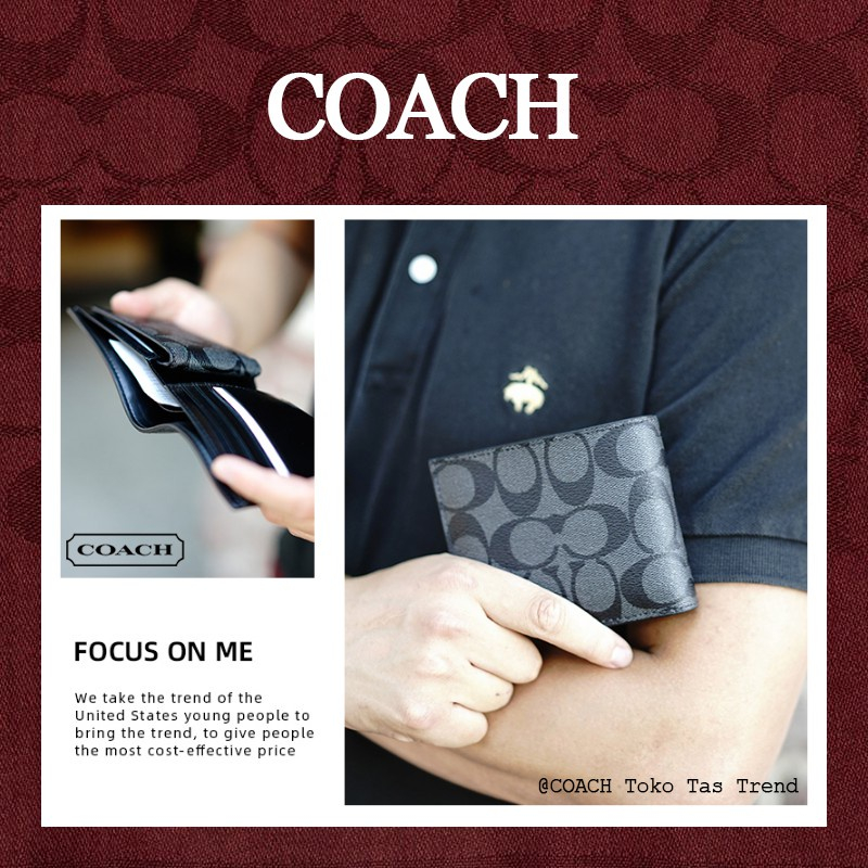 กระเป๋าสตางค์ผู้ชาย Coach/Coach Wallet Ole Antem PVC Hand Hold Short Wallet 74993