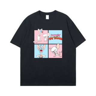 เสื้อยืด พิมพ์ลาย PINKY THE BRAINT ขนาด S-XXL