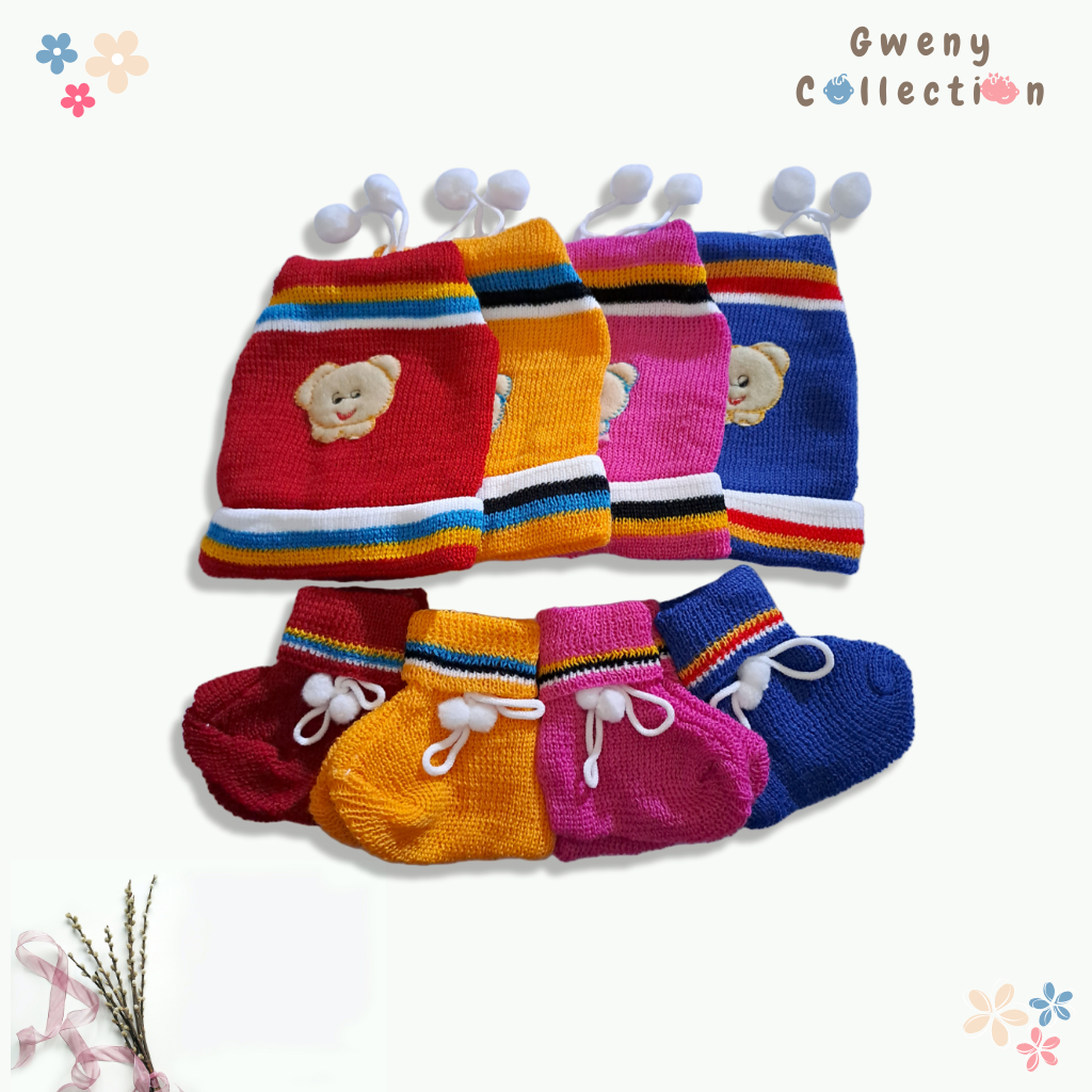 BABY KNITTED HAT BABY KNITTED SHOES NEWBORN KNITTED SHOES POM POM BABY CHEAP UNISEX (IP)