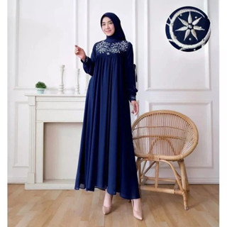 Gamis TERBARU AMANDA DRESS BC M L XL XXL LD 110material BABYDOLL ชุดเดรส ปักลาย สไตล์เกาหลี หรูหรา เรียบง่าย สําหรับผู้หญิง ผู้ใหญ่