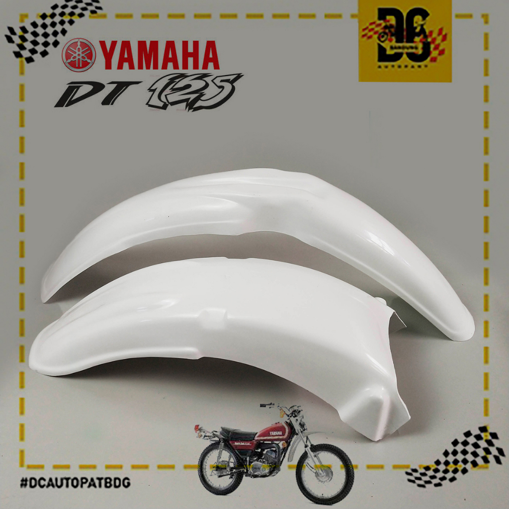 Putih บังโคลน DT125 TRAIL VINTAGE DT 125 YAMAHA บังโคลนบังโคลนสีขาว