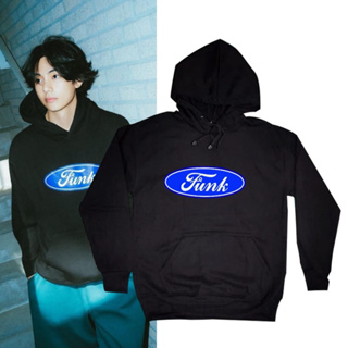 Kim tawhyung bts FUNK เสื้อแจ็กเก็ต มีฮู้ด ทรงกลม สีฟ้า