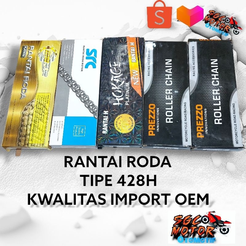 428H UNIVERSAL WHEEL CHAIN นําเข้าคุณภาพ OEM สําหรับรถจักรยานยนต์ทั้งหมด (แบรนด์ RANDOM)