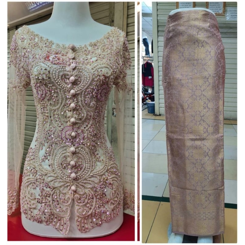 Sabrina คอปกแขนยาว kebaya ชุดพร้อมกระโปรง songket/ปาร์ตี้ kebaya/graduation kebaya