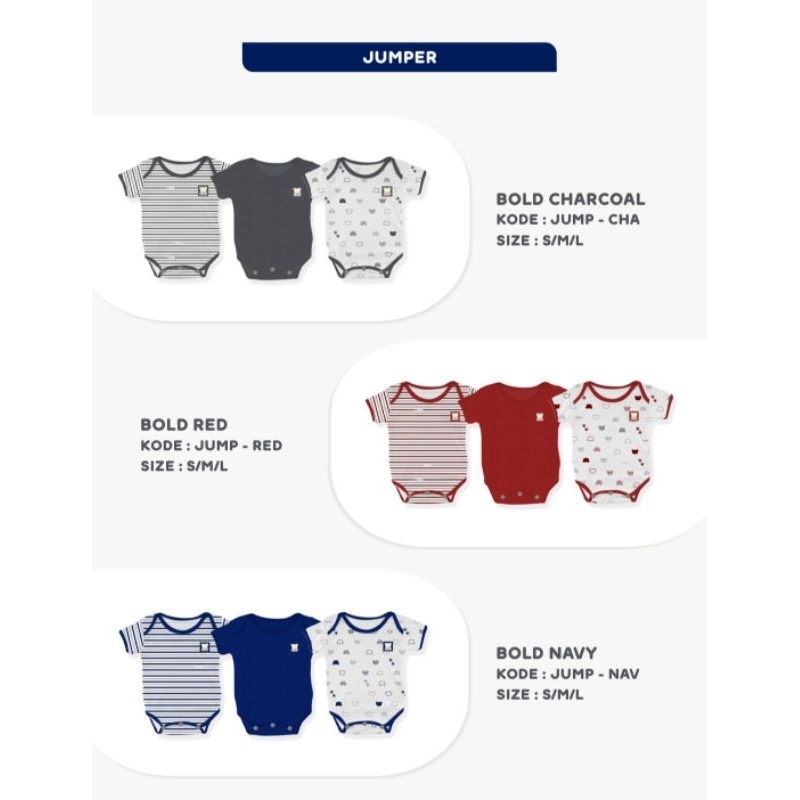 FLUFFY 3 ชิ้น BOLD Series Baby JUMPER ไซส์ SML 3-12 เดือน / ชุดนอนเด็ก / เสื้อผ้าเด็ก
