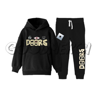 Roblox DOORS เสื้อแจ็กเก็ต เสื้อฮู้ดดี้ และกางเกงวอร์ม สําหรับเด็ก