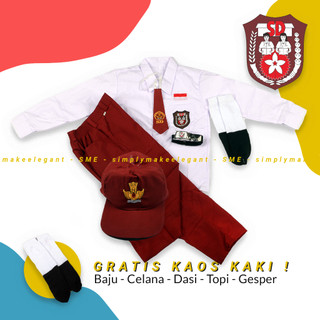 Paket Lengkap Seragam Sekolah SD Laki Laki Panjang Kemeja Oxford Celana Vimatex Bonus Topi Dasi Kaos Kaki Gesper Kelas 1-6 SD SME