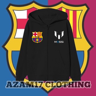 เสื้อแจ็กเก็ต มีฮู้ด แต่งซิป ลาย Barcelona FC Barca Lionel Messi Goat สําหรับเด็กผู้ชาย และเด็กผู้หญิง