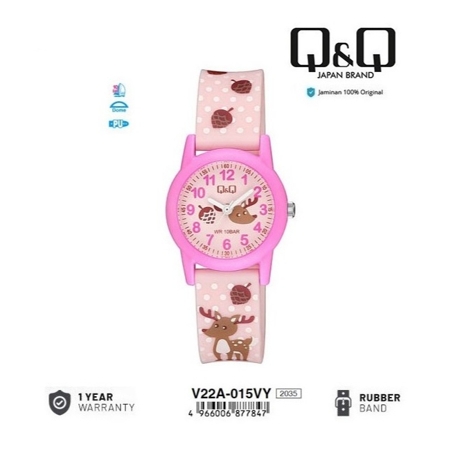 Q&Q QNQ QQ ORIGINAL RUBBER BAND KIDS WATCH CHILDRENS WATCH V22 V22A V22A-015VY