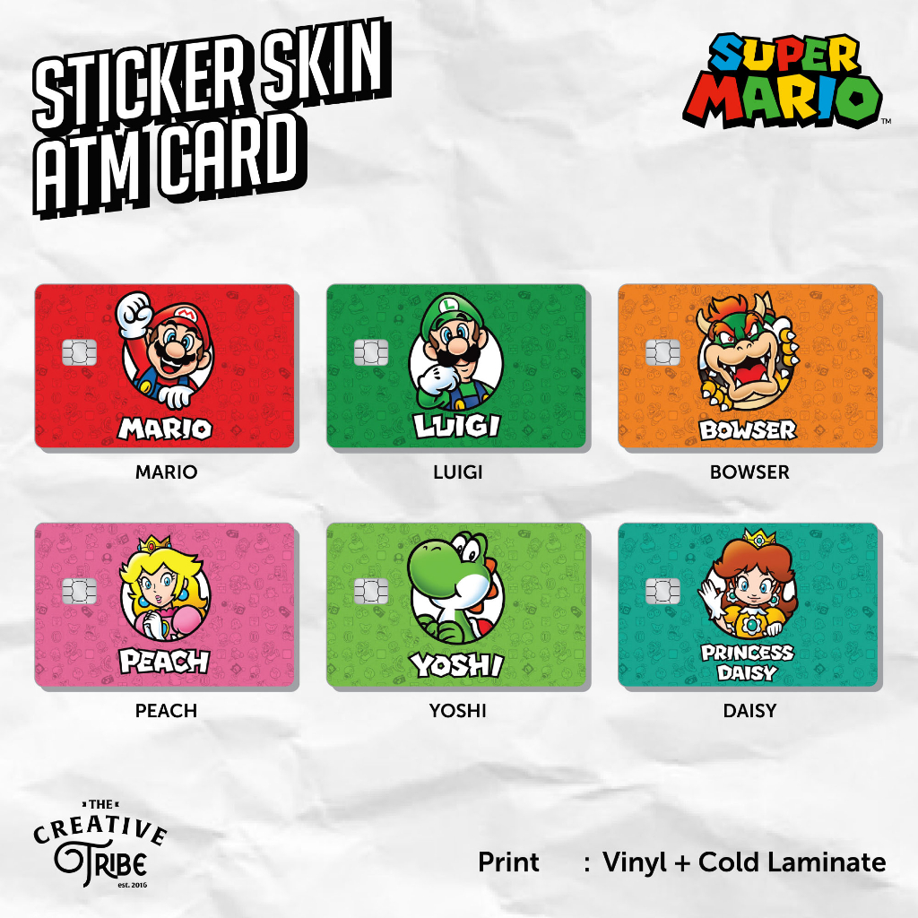 Super Mario Bros - สติ๊กเกอร์สกิน - ไวนิล ATM Debit Credit Emoney Flazz Sticker