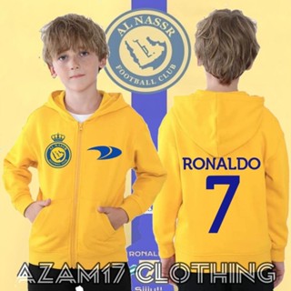 เสื้อแจ็กเก็ต เสื้อฮู้ดดี้ มีซิป ลายทีมฟุตบอล Al Nassr Cristiano Ronaldo สําหรับเด็กผู้ชาย และเด็กผู้หญิง