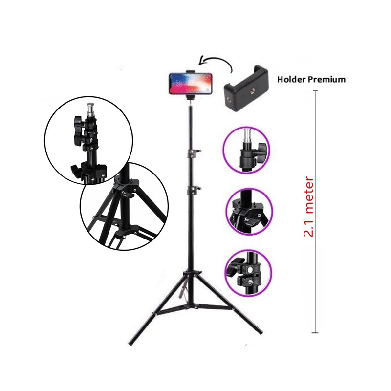 HOT COMPLETE PACKAGE TRIPOD 2.1M + MINI BALL / HEAD BALL + PREMIUM HOLDER / HOLDER E + TOMSIS 1