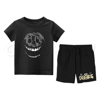 เสื้อยืด พิมพ์ลายตัวอักษร Roblox DOORS MONSTER สําหรับเด็ก