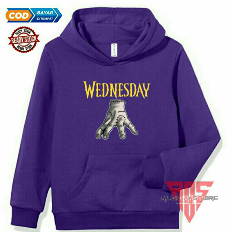 FAMMYLI ADAMS เสื้อสเวตเตอร์มีฮู้ดสําหรับเด็ก WEDNESDAY