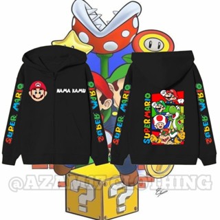 เสื้อแจ็กเก็ต มีฮู้ด แต่งซิป ลาย Super Mario Mario Bros สําหรับเด็กผู้ชาย และเด็กผู้หญิง