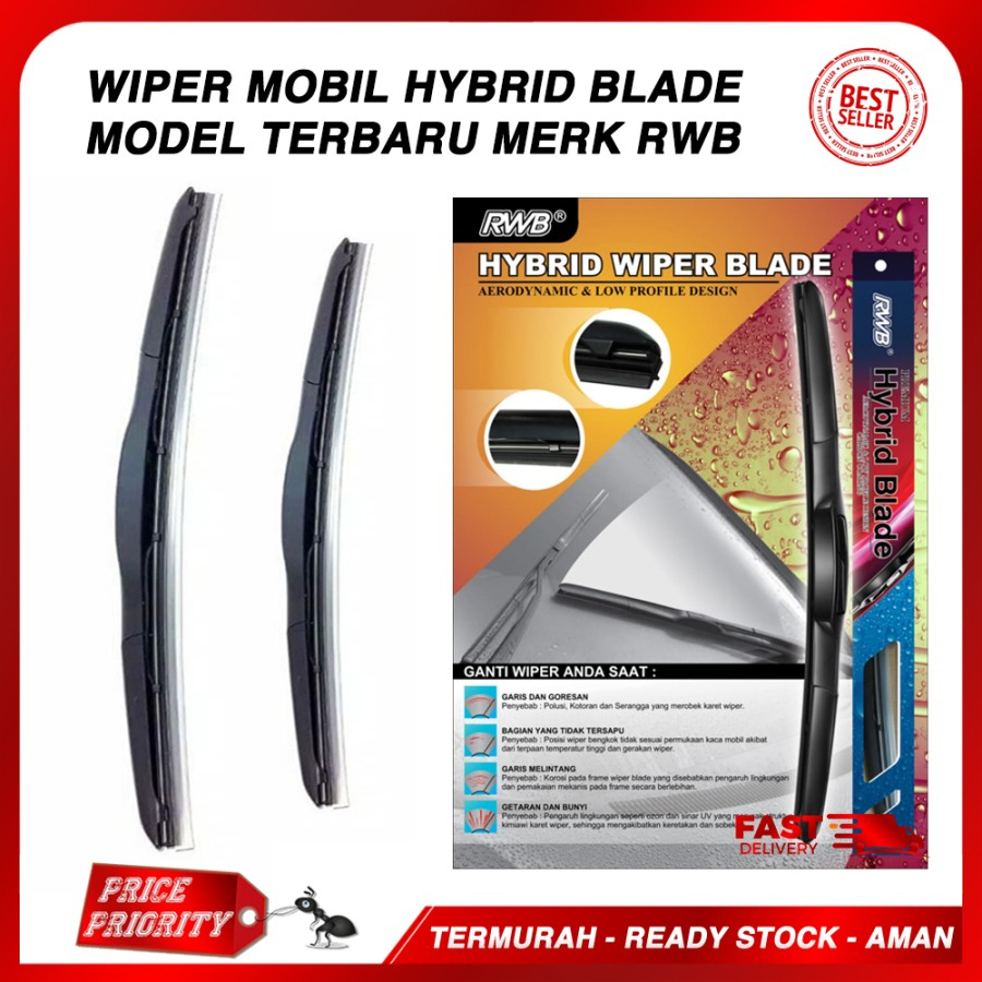 1PCS Premium RWB Hybrid Wiper ขนาด 14" 16" 18" 20" 22" 24" 26" นิ้ว / ไม้กวาดกระจกรถยนต์ รุ่น Innova