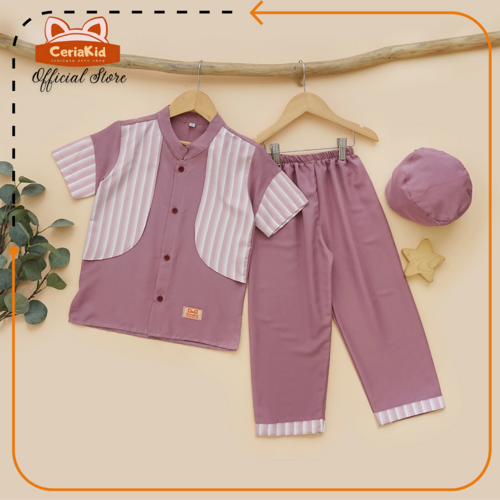 [Ceriakid] Koko Anak One Set เสื้อและกางเกงโบนัส Peci 0 1 2 4 5 6 7 8 9 ปี