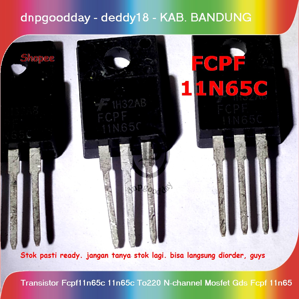 ทรานซิสเตอร์ Fcpf11n65c 11n65c T0220 N-channel Mosfet Gds Fcpf 11n65