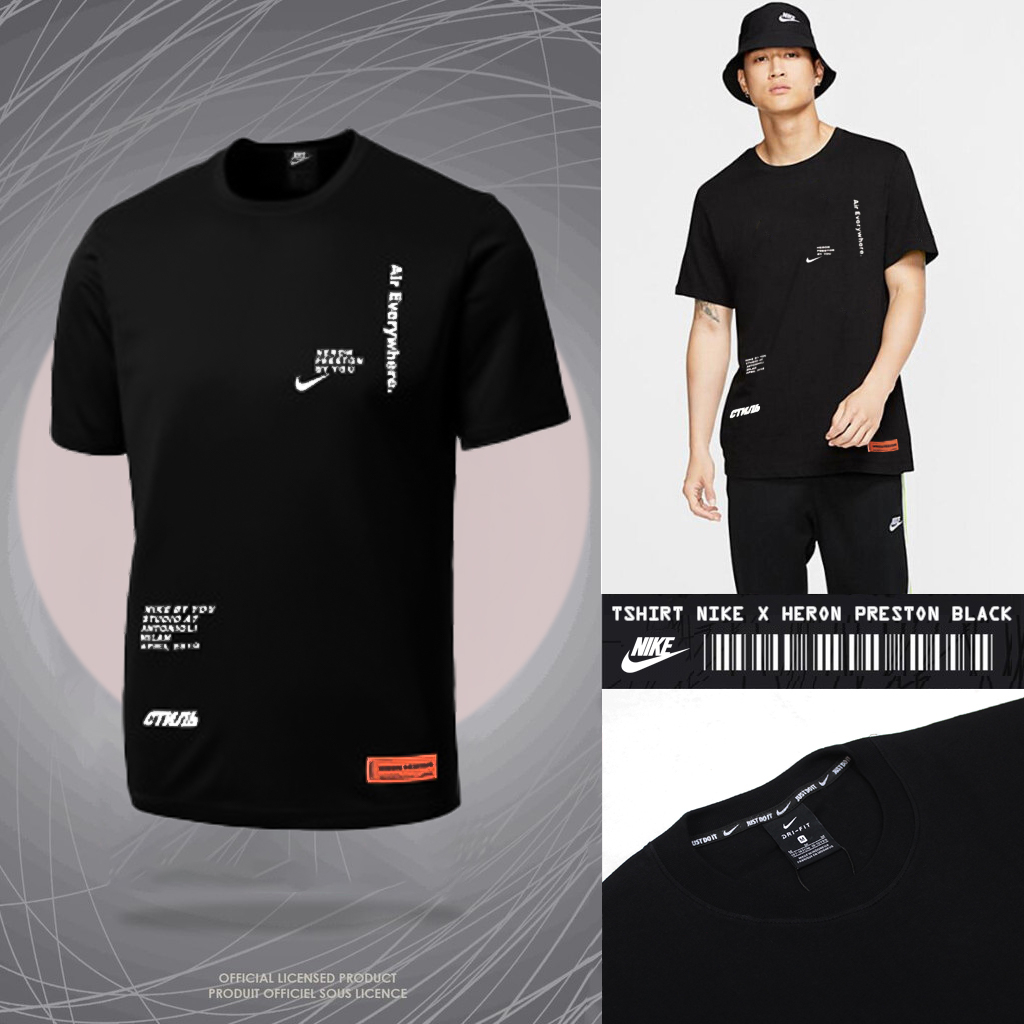 Hitam NIKE TSHIRT / NIKE GRADE ORIGINAL HERON PRESTON BLACK 24S T-SHIRTS / NIKE BAJU / SPORTS T-SHIR