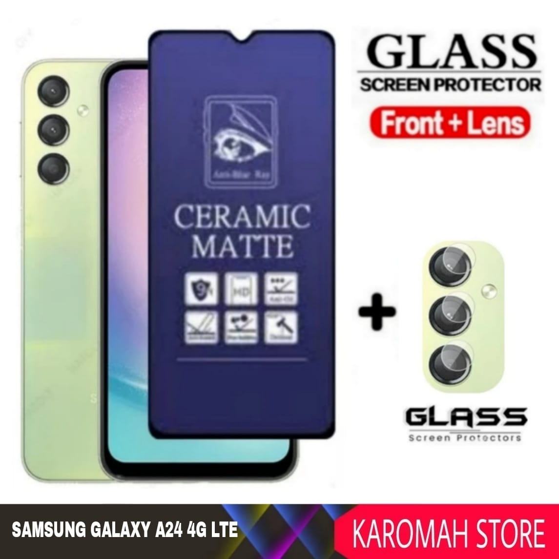 แพ็คเกจ 2 INC 1 ฟิล์มกระจกนิรภัย SAMSUNG GALAXY A24 4G LTE MATTE ANTI BLUE