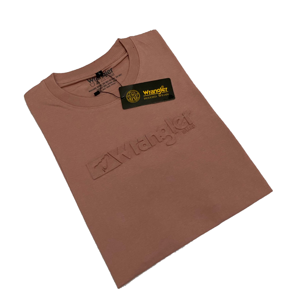 เสื้อยืดลายนูน Wrangler สําหรับผู้ใหญ่ l Wrangler พิมพ์ลาย Dusty Pink เสื้อยืดคุณภาพพรีเมี่ยม