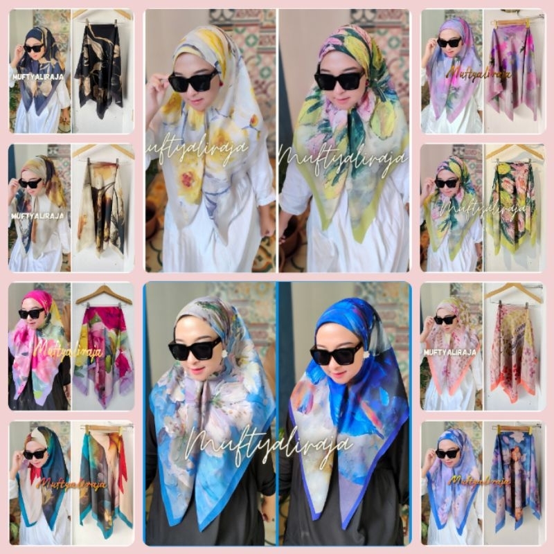 ฮิญาบคุณภาพระดับพรีเมียม VUAL MATERIAL SUBLIM DENAY ผ้าคลุมสี่เหลี่ยมธรรมดา motif