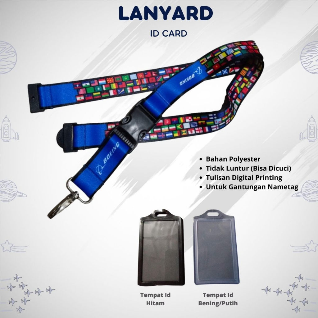 GANTUNGAN BOEING ธง ALL OF THE WORLD FLAG 2.5 ซม. ORIGINAL + ID CARD 2 SLOT Office ID Hanger / Lanyard CAN - ID Card Hanger / Boe Flag Lanyard กว้าง 2.5 ซม.