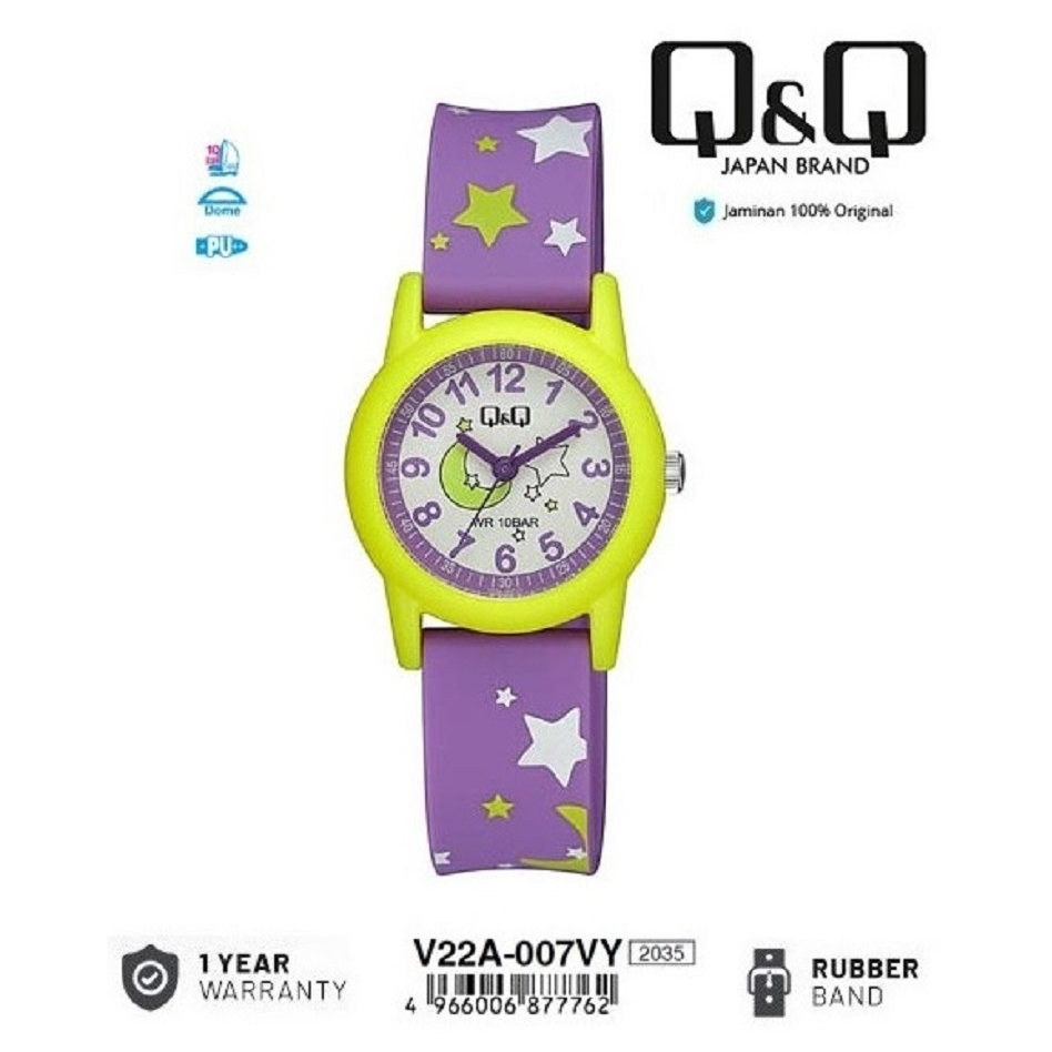 Q&Q QNQ QQ ORIGINAL RUBBER BAND KIDS WATCH CHILDRENS WATCH V22 V22A V22A-007VY
