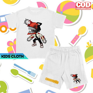 เสื้อยืดแขนสั้น พิมพ์ลายการ์ตูนอนิเมะ Chainsawman เลื่อยโซ่ สําหรับเด็ก
