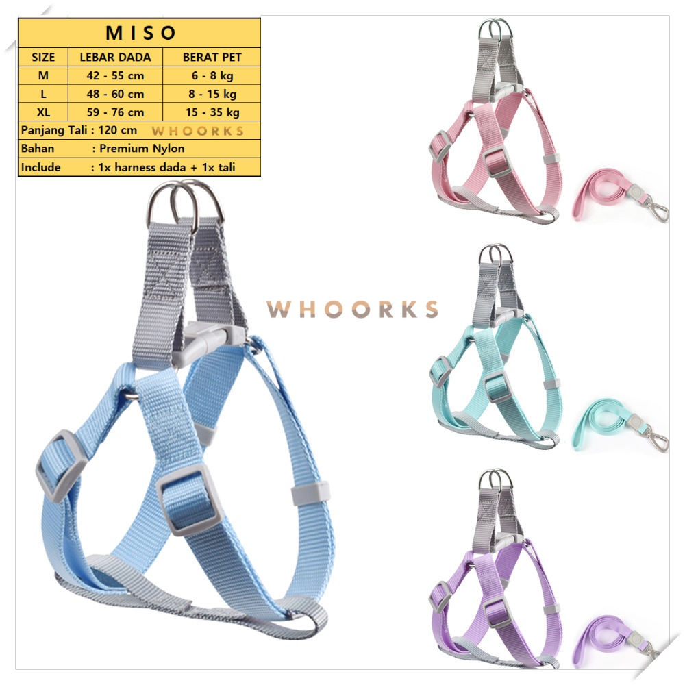 [WHOORKS] MISO PET DOG CAT HARNESS LEASH ANIMAL LEAD DOG CAT JUMBO3 MISO