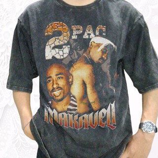 เสื้อยืด พิมพ์ลาย TuPac Shakur Makaveli สไตล์วินเทจ ฮิปฮอป โอเวอร์ไซซ์ สําหรับผู้ชาย และผู้หญิง