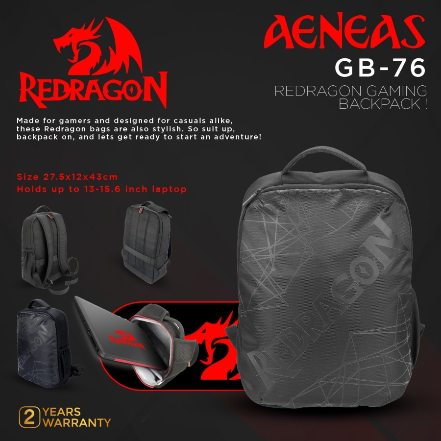 Redragon Gaming Backpack Tas Gaming Laptop AENEAS - GB-76