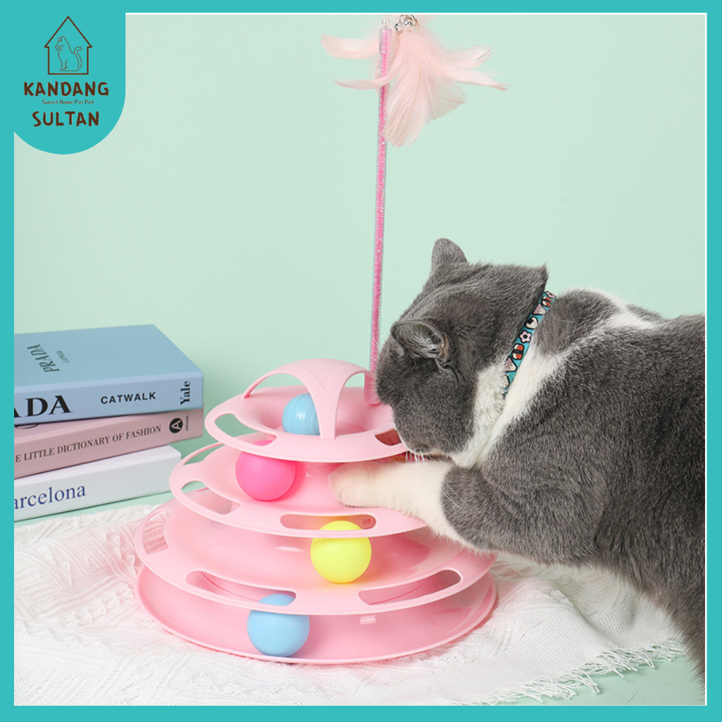 Cagesultan-Interactive Cat Toy Play Toy 4 Tower Pet Toy 4 Level Entertainment Cat Tower