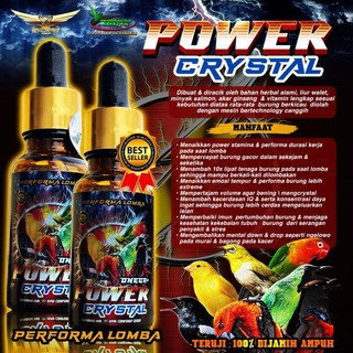 Power Crystal Omega Plus Botol Kaca Vitamin Suplemen Penggacor Semua Burung Kicau